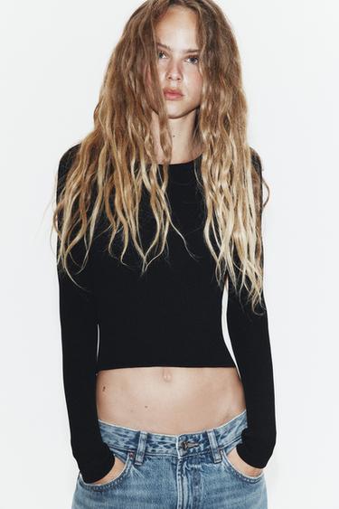 OPEN BACK TOP WITH BEADS - Black by Zara