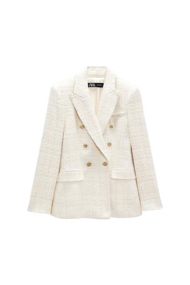 TEXTURED DOUBLE-BREASTED BLAZER
