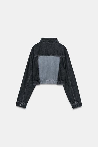 Z1975 CROPPED CONTRAST DENIM JACKET - Grey by Zara