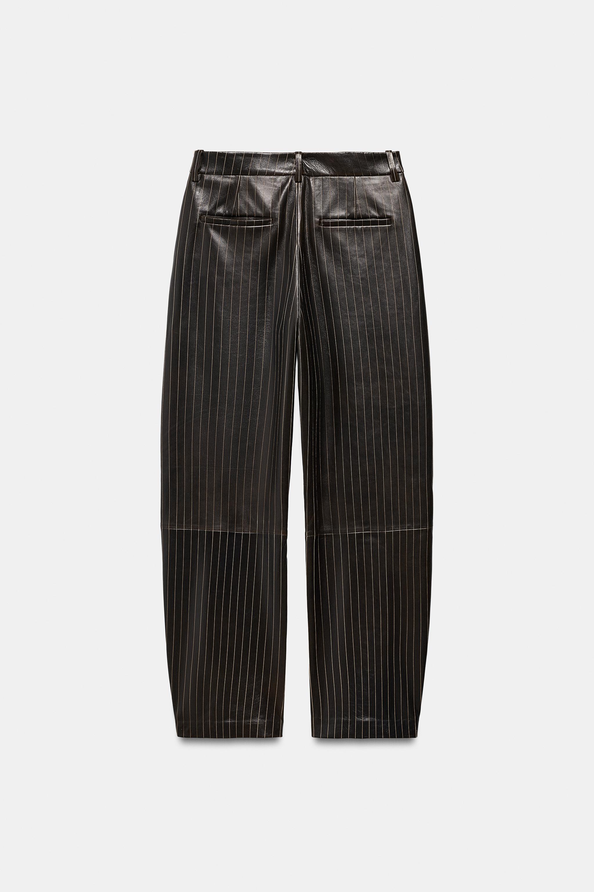 STRIPED LEATHER PANTS ZW COLLECTION LIMITED EDITION