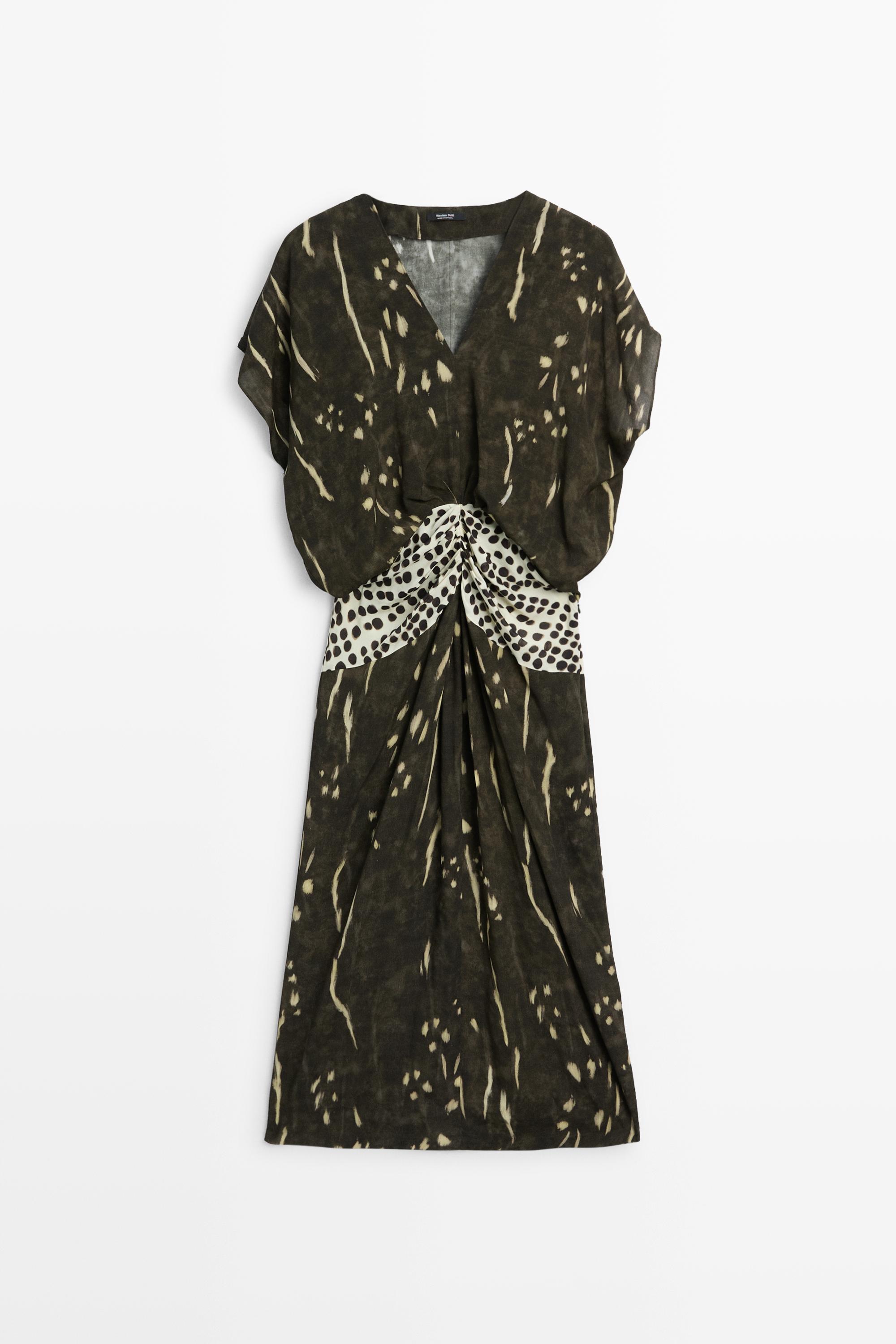 Robe midi avec ceinture imprimée