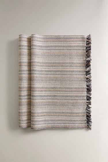 COLOURED NEEDLECORD PLACEMAT (PACK OF 2) - Grey / Tan by Zara - Image 1