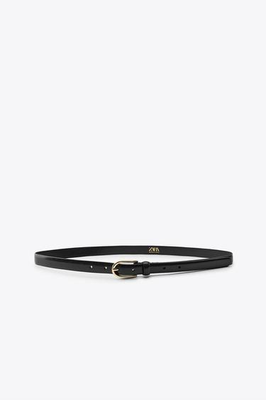 THIN LEATHER BELT - Black by Zara