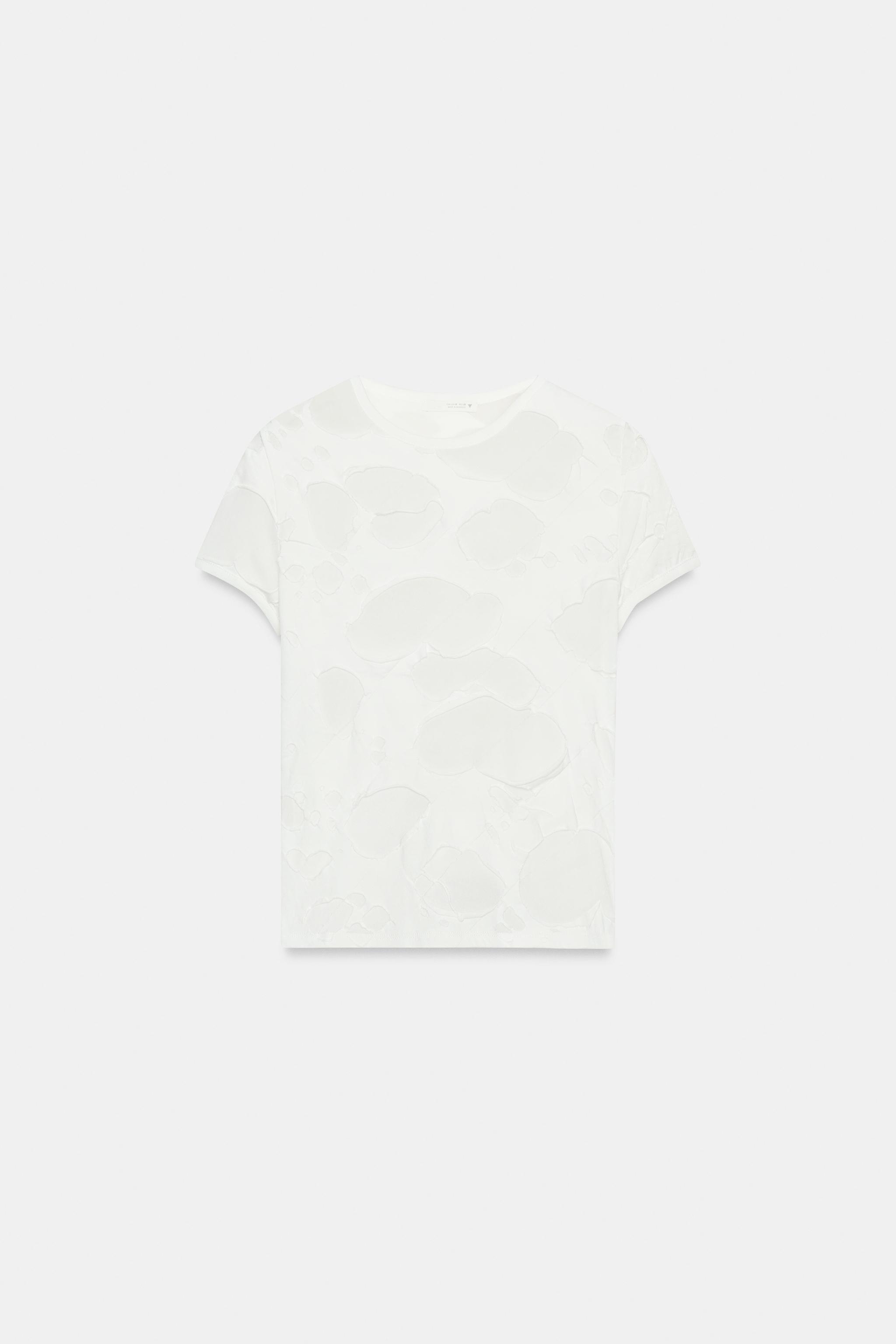 COMBINATION RIPPED T-SHIRT — Oyster-white
