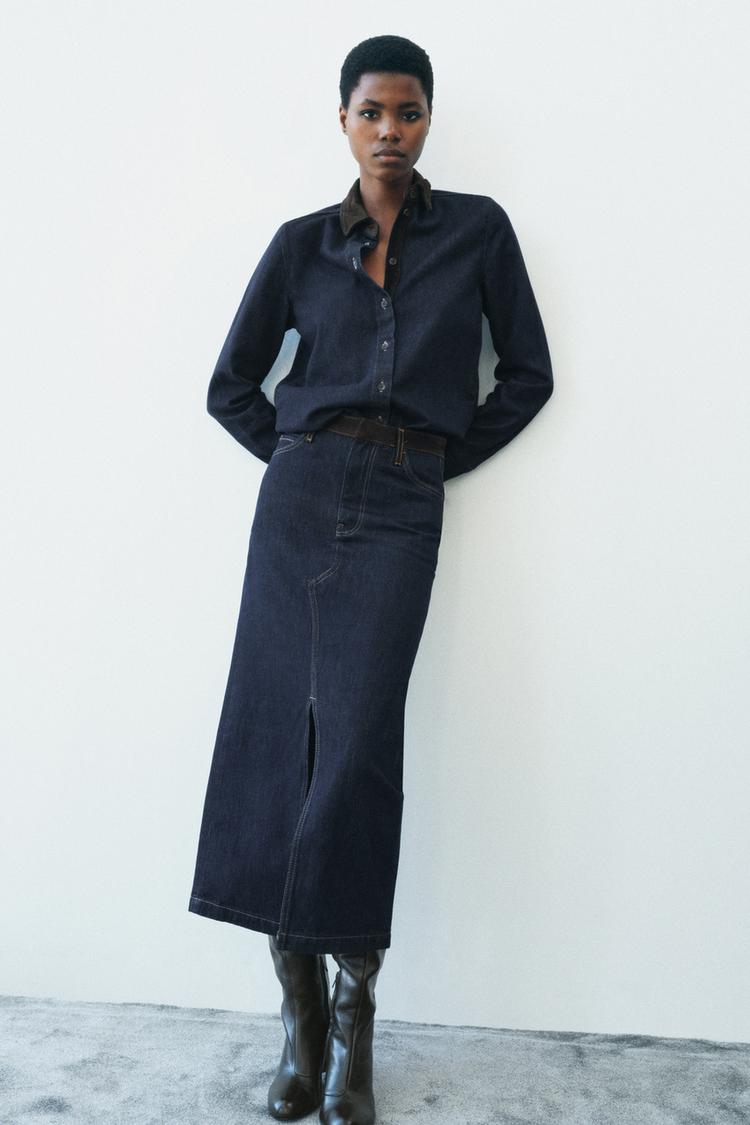 Falda Denim Midi Zara Vaquera Larga Falda PantalÃ³n Vaquera Zara