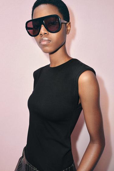 Zara COTTON T-SHIRT - Black