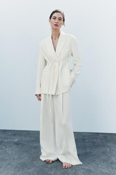 LEINENBLAZER-MISCHGEWEBE ZW COLLECTION - Cremefarben von Zara