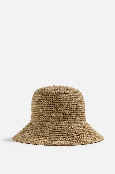 RAFFIA BUCKET HAT - Light beige by Zara