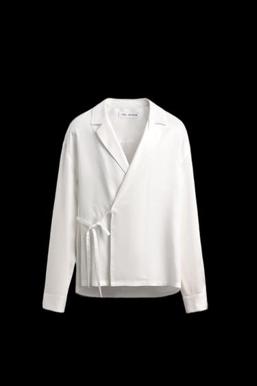CAMISA FLUIDA LAZO - Blanco de Zara - Imagen 0