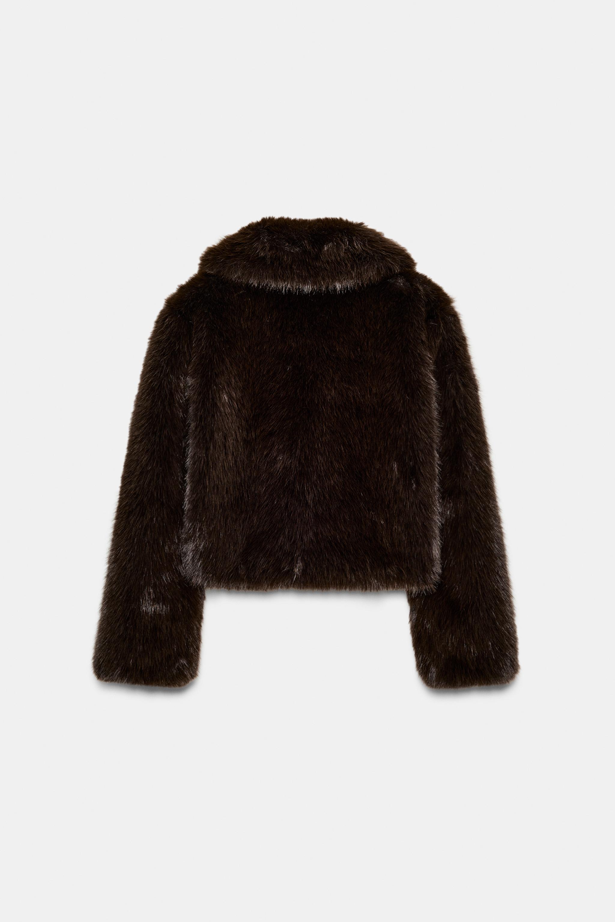 MANTEAU COURT EFFET FOURRURE COL À REVERS