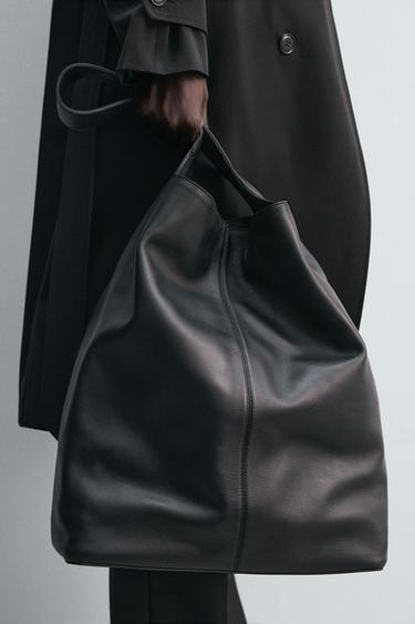 SAC SHOPPER EN CUIR - Noir de Zara - Image 2