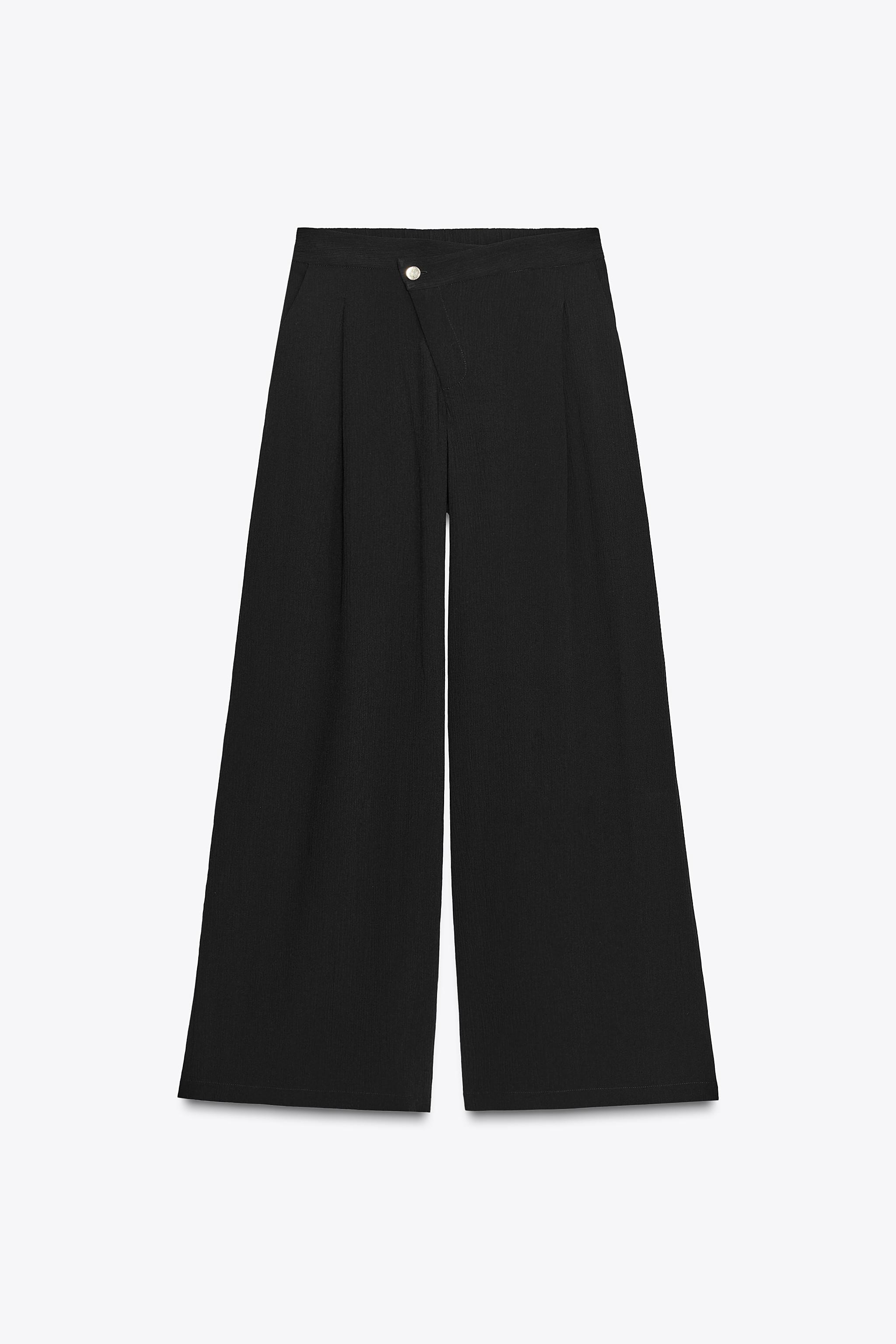CROSS WAIST WIDE LEG PANTS