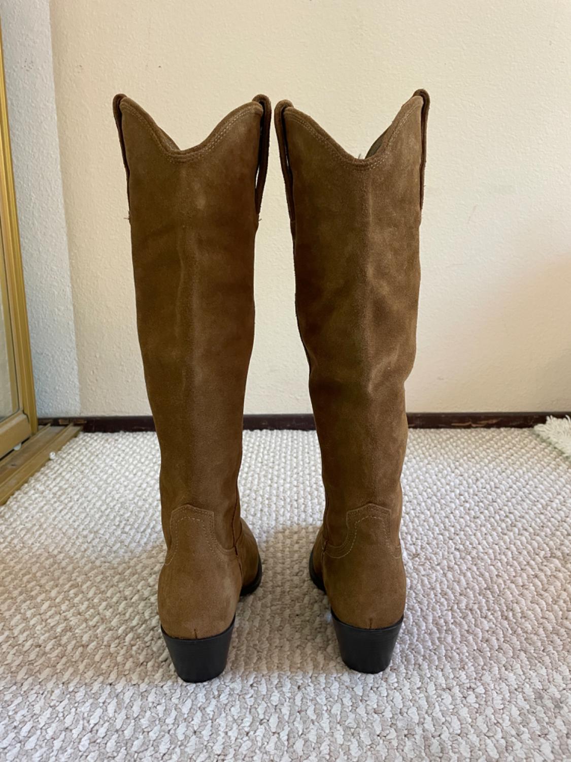 KNEE HIGH SPLIT LEATHER COWBOY BOOTS - Image 3