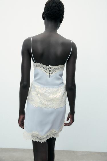 LACE STRAPPY DRESS - Light blue by Zara - Image 1
