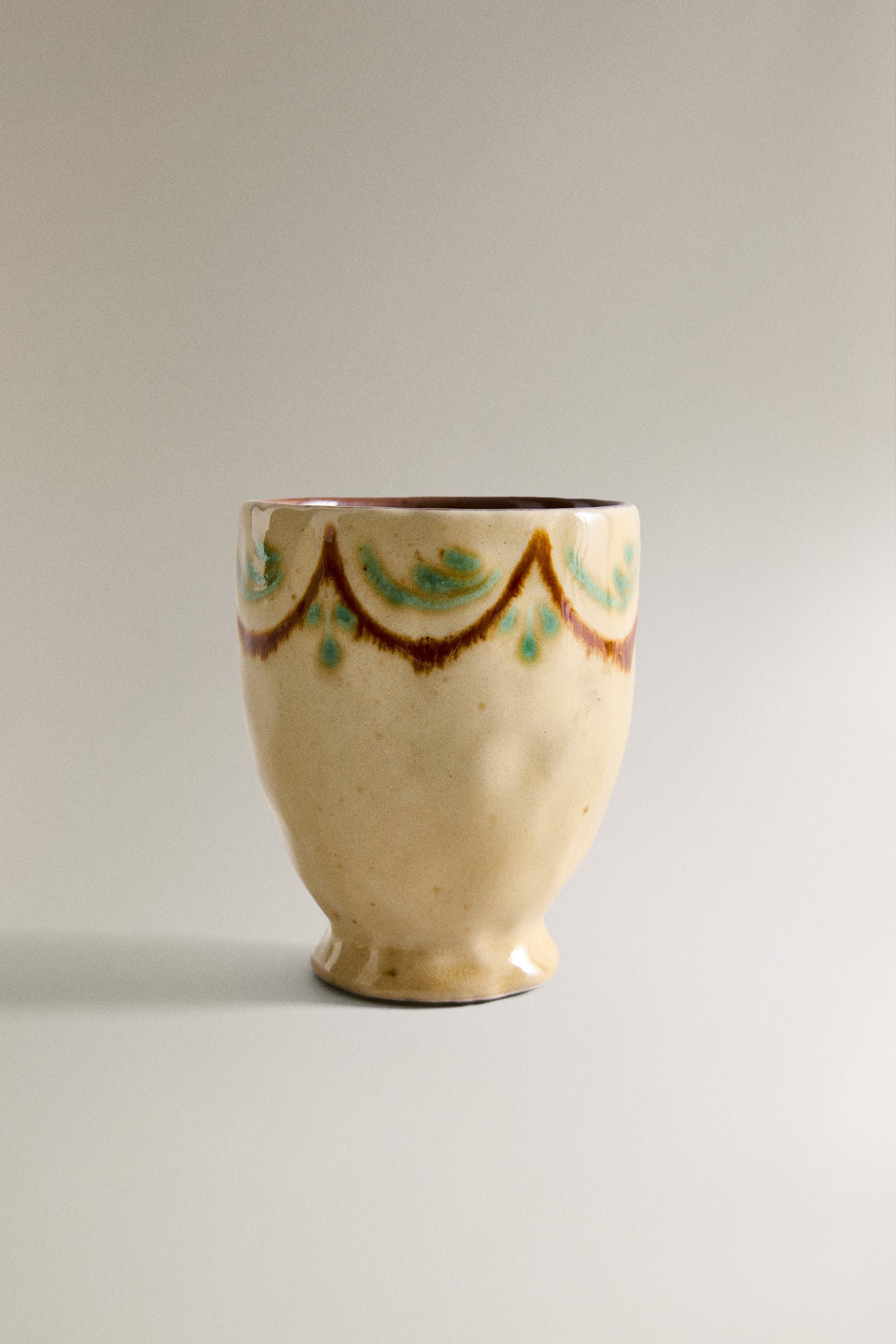 VERRE BROSSES À DENTS CÉRAMIQUE PEINTE