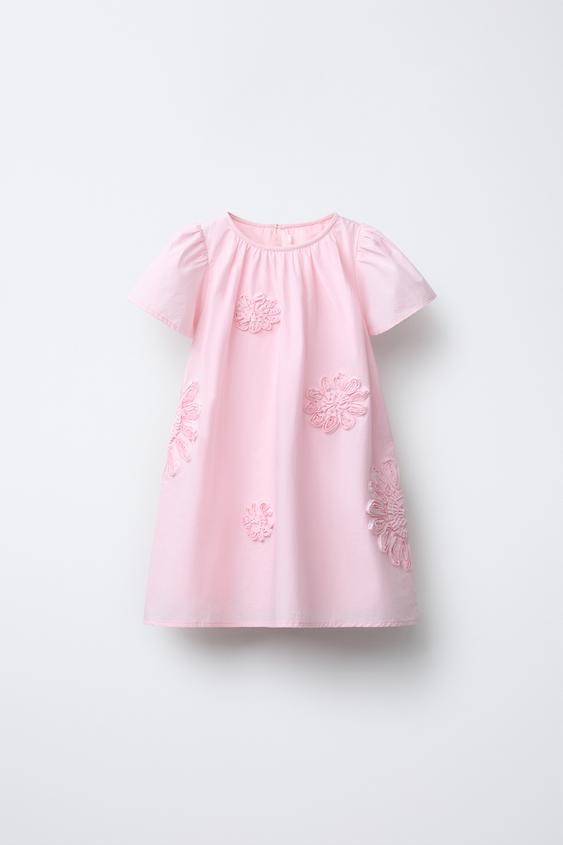 POPLIN FLORAL DRESS Pink ZARA South Africa - Main Image