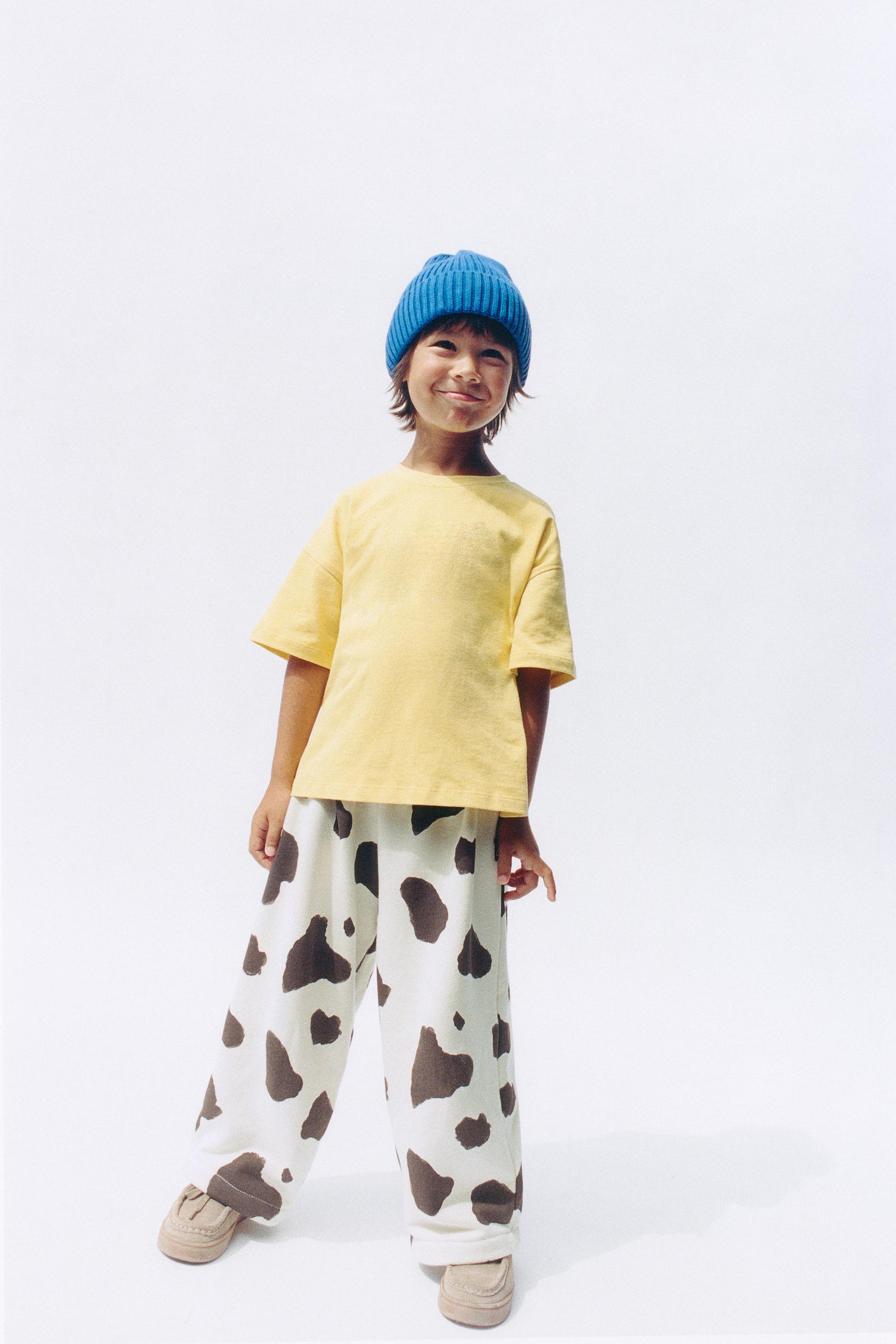COW PRINT SWEATPANTS — Ecru / Brown
