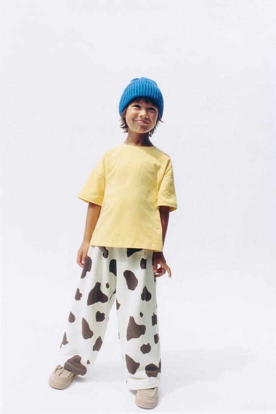 COW PRINT PLUSH TROUSERS - Ecru / Brown by Zara - Image 0