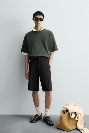 RELAXED FIT TECHNICAL BERMUDA SHORTS - Black by Zara