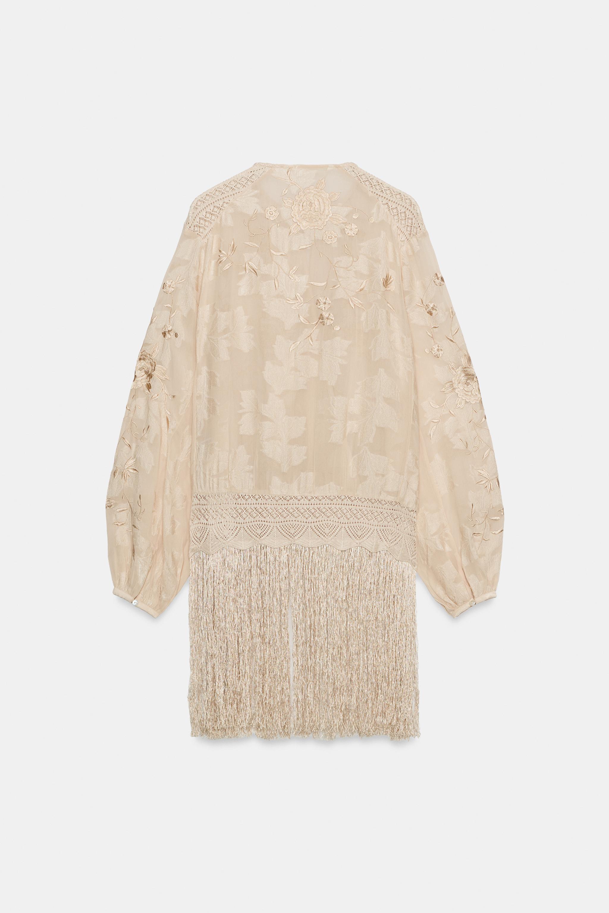 ZW COLLECTION EMBROIDERED FRINGE BLOUSE