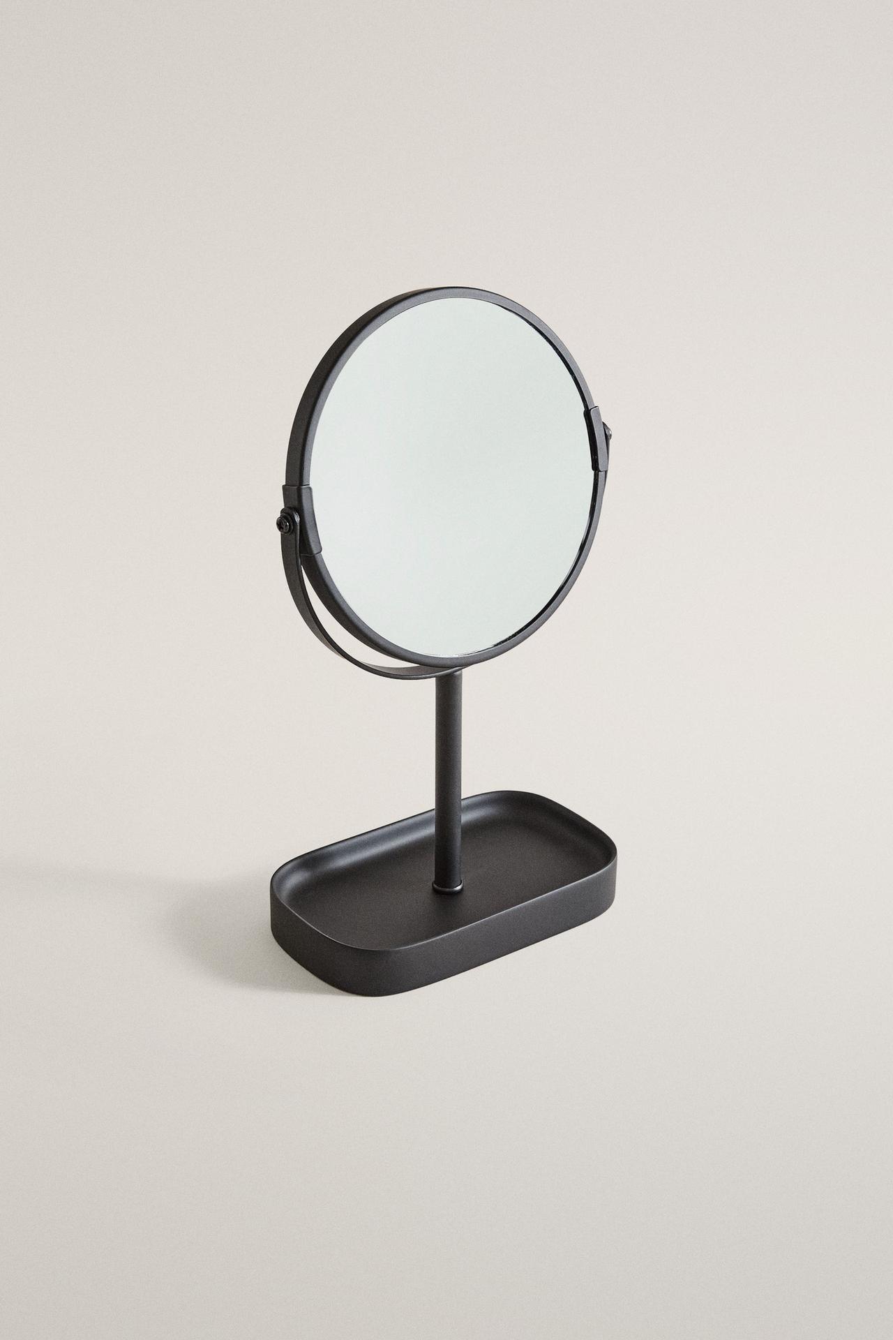 BLACK RESIN VANITY MIRROR — Black