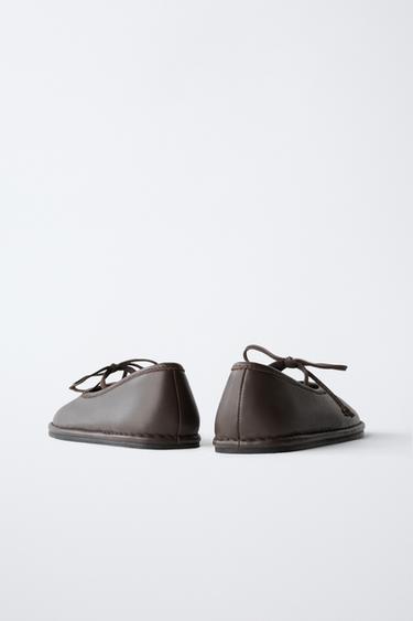 BALLERINES EN CUIR - Marron de Zara - Image 4