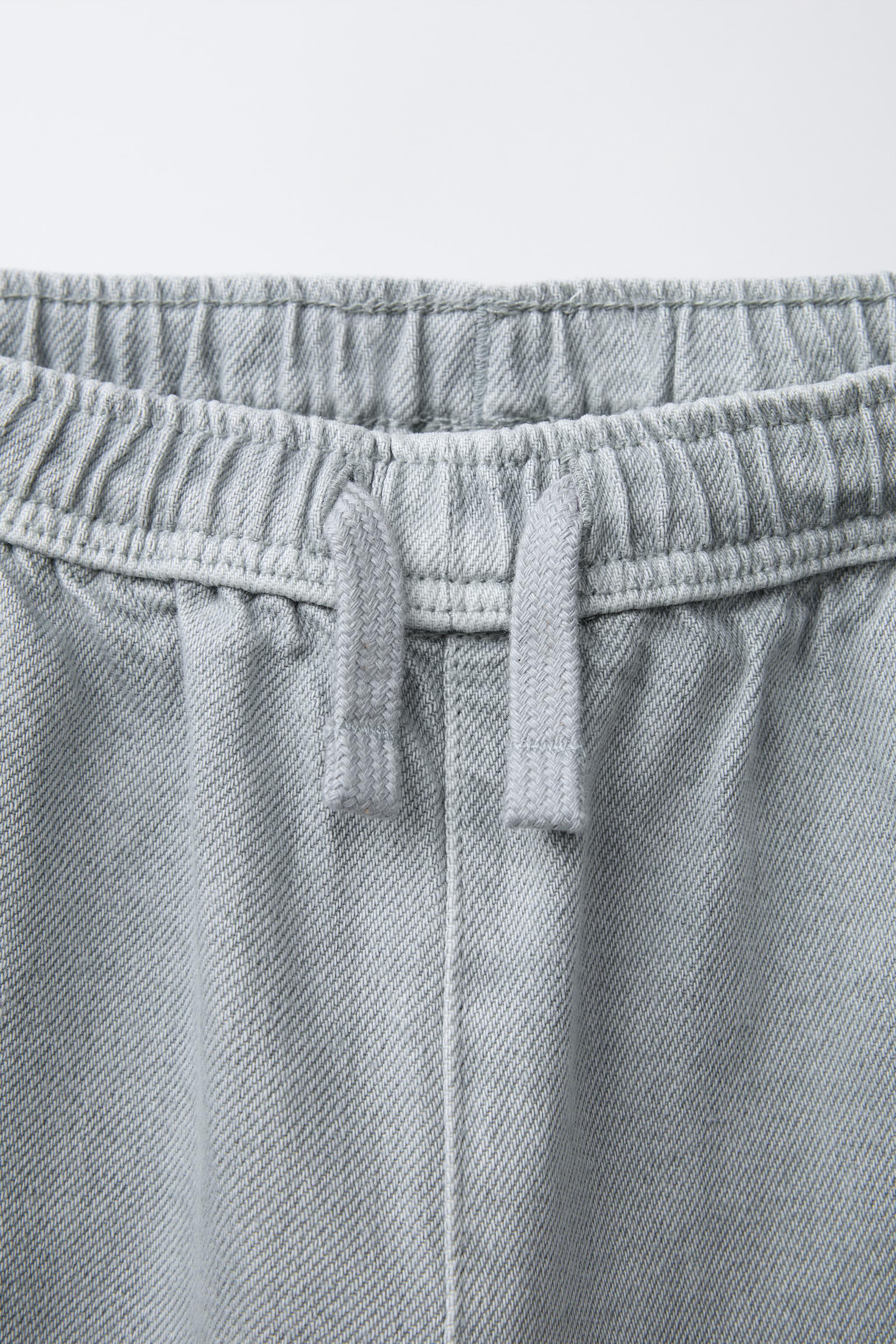 WASHED EFFECT TWILL BALLOON PANTS