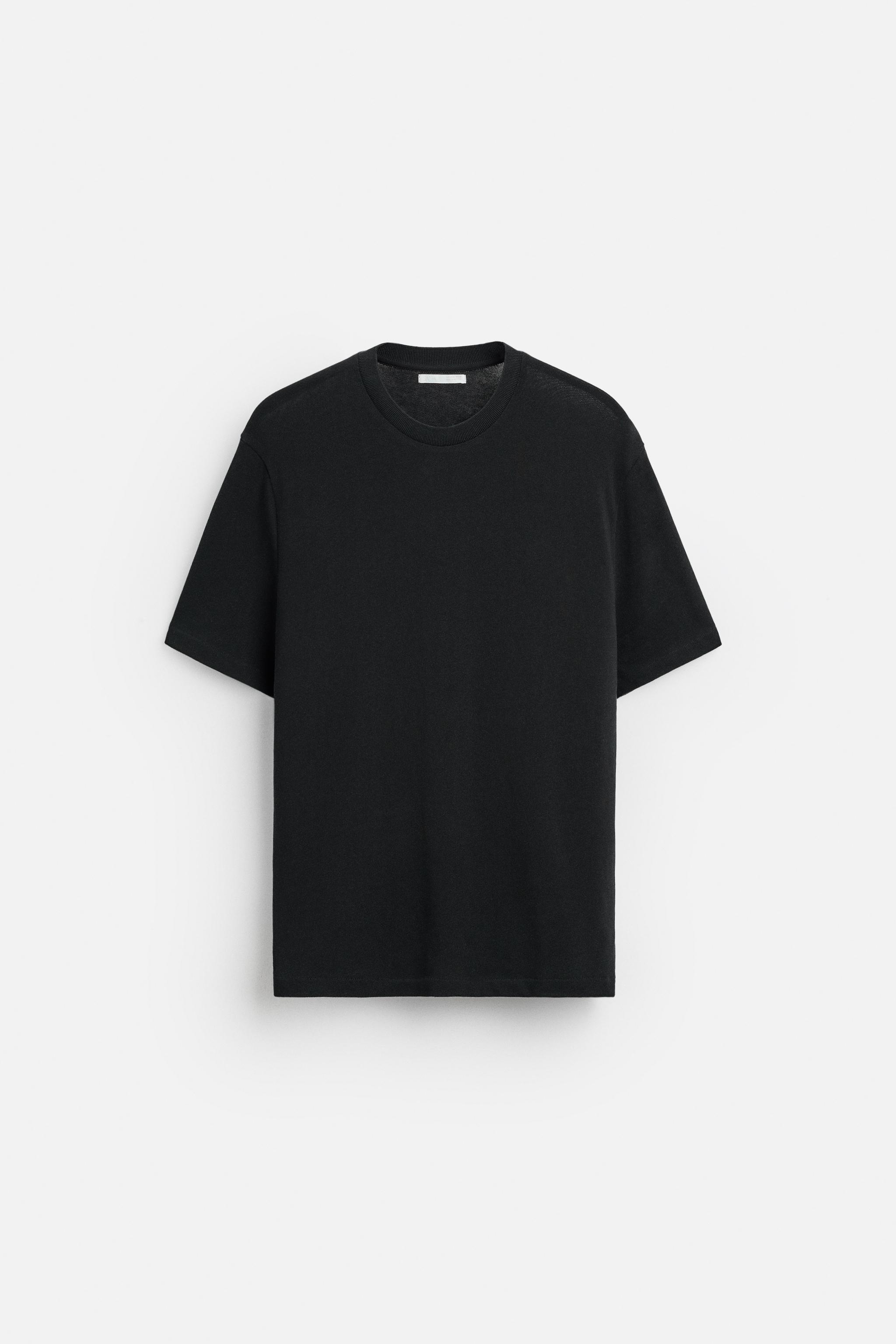 ニットレギュラーフィットTシャツ - ブラック | ZARA Japan / 日本