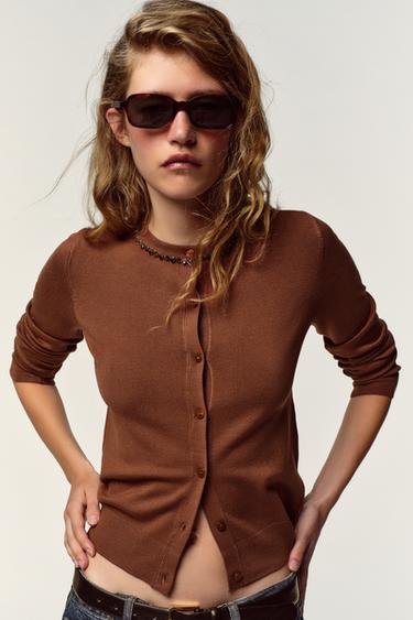 JEWEL CARDIGAN - Bruin van Zara