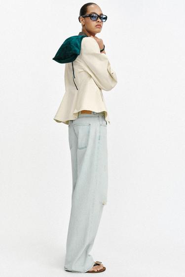 BLOUSON COL CONTRASTANT À BASQUE - Blanc ivoire de Zara - Image 2