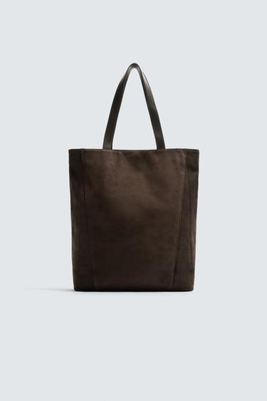 LIMITED EDITION LEATHER TOTE BAG - Brown by Zara