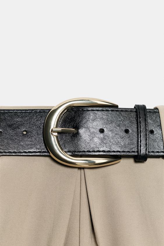 PLEATED CULOTTES WITH BELT - Sand by Zara - Image 8