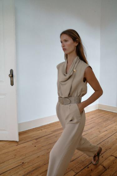 JUMPSUIT WITH BELT - Sand by Zara - Image 4