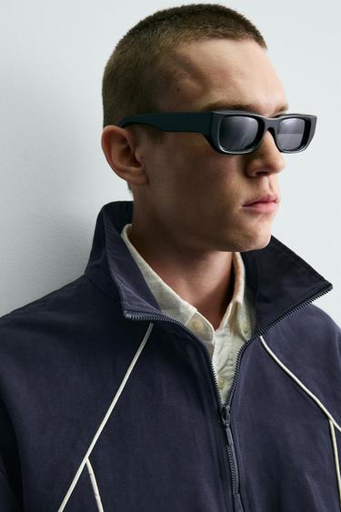 COLOUR BLOCK TECHNICAL QUARTER-ZIP SWEATSHIRT - Navy blue by Zara - Image 4