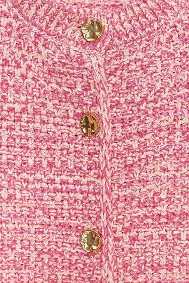GILET EN MAILLE AVEC MANCHES 3/4 - Rose de Zara - Image 5
