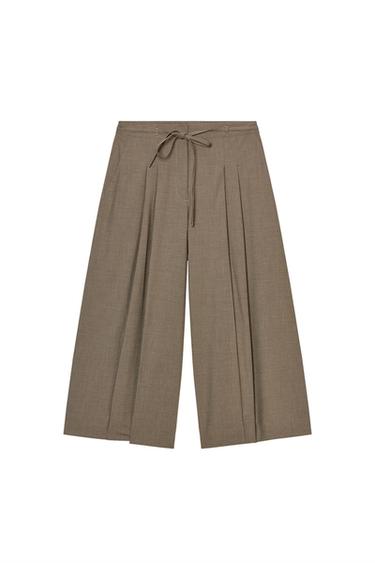 CALÇA CULOTTES ZW COLLECTION - Bege-marrom da Zara