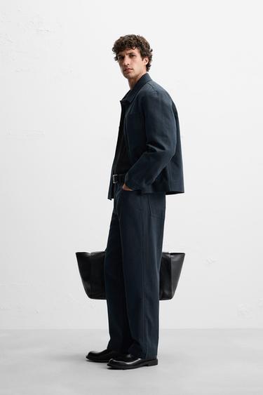 COTTON - LYOCELL TROUSERS - Navy blue by Zara - Image 3