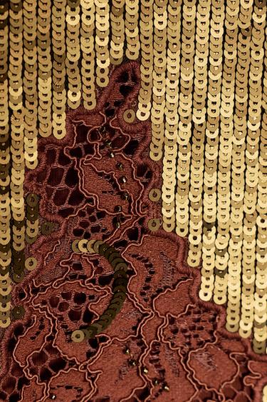 ZW COLLECTION LIMITED EDITION LACE SEQUIN DRESS - Golden by Zara - Image 5