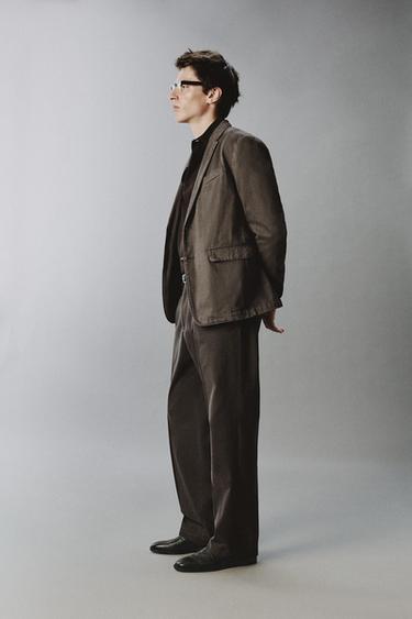 PANTALON DE COSTUME EFFET DÉLAVÉ - Gris taupe de Zara - Image 3