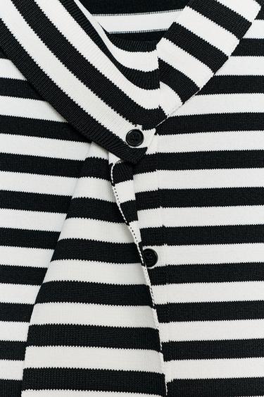 STRIPED BOW KNIT TOP - Black / White by Zara - Image 8