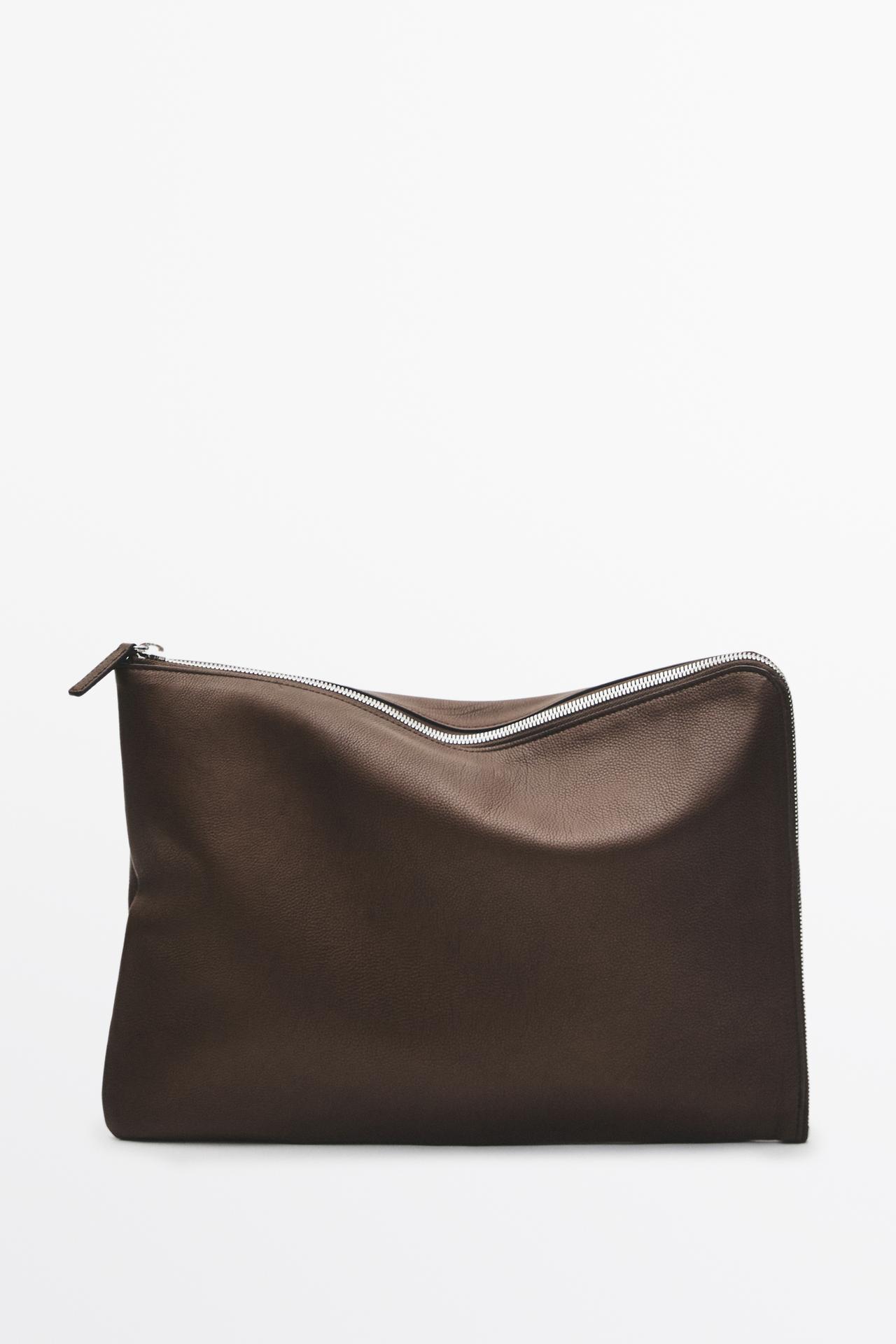 Large nappa leather laptop case — Leather