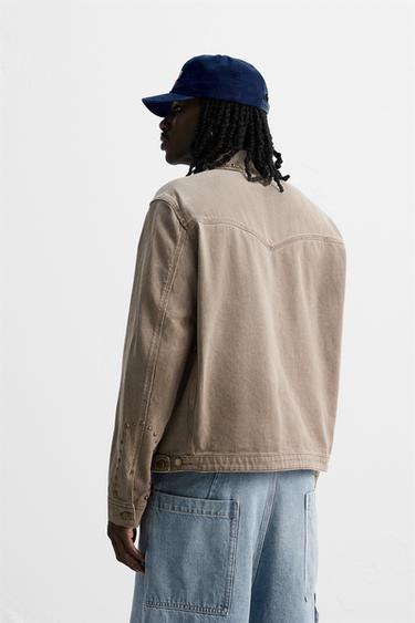 STUDDED WASHED JACKET - Beige by Zara - Image 2