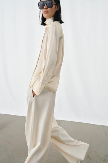 CHEMISE FLUIDE SATINÉE ZW COLLECTION - Écru de Zara - Image 4