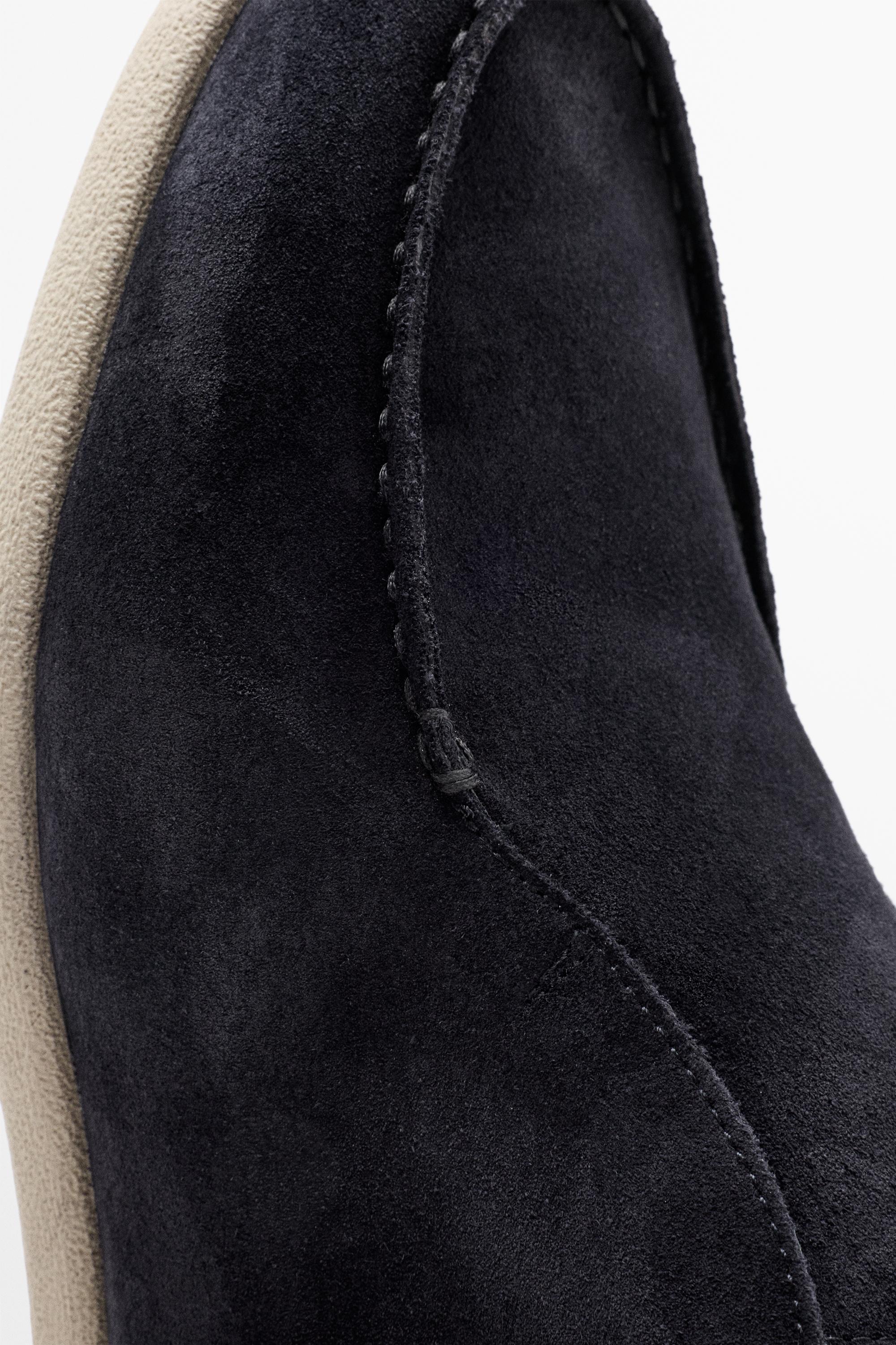 Mocassin bottine croûte de cuir