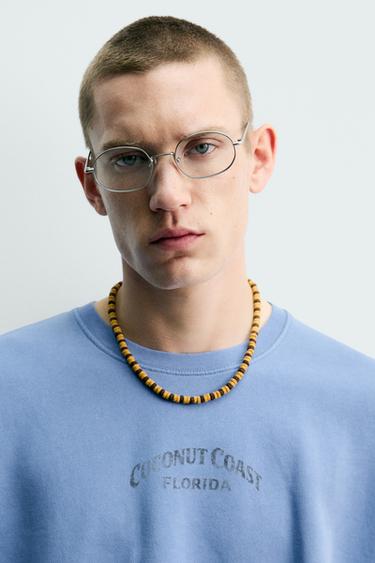ТОЛСТОВКА С ЭФФЕКТОМ ПОТЕРТОСТИ И КОНТРАСТНЫМ ПРИНТОМ — НЕБЕСНО-ГОЛУБОЙ от Zara