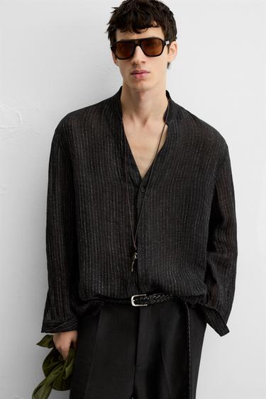 CAMISA ESTRUCTURA SEMITRANSPARENTE - Negro de Zara