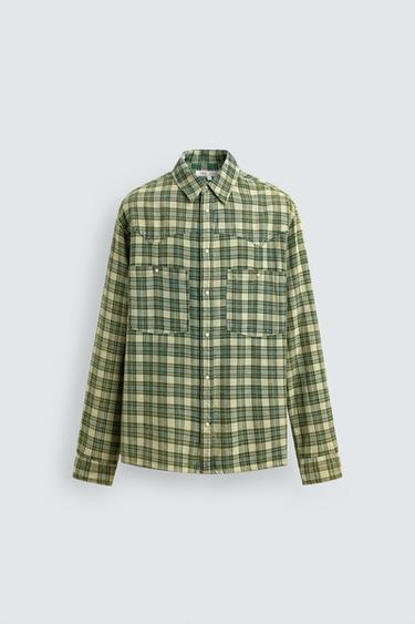 RELAXED FIT CHECK SHIRT - Green by Zara