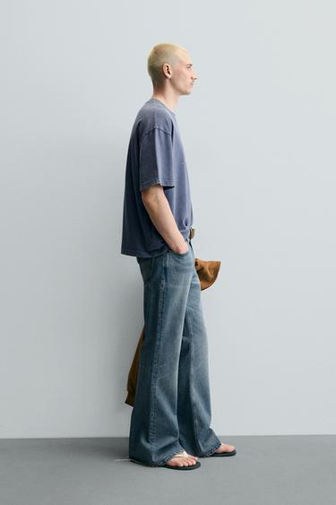 T-SHIRT LAVÉ À IMPRIMÉ CLOUS - Bleu de Zara - Image 3