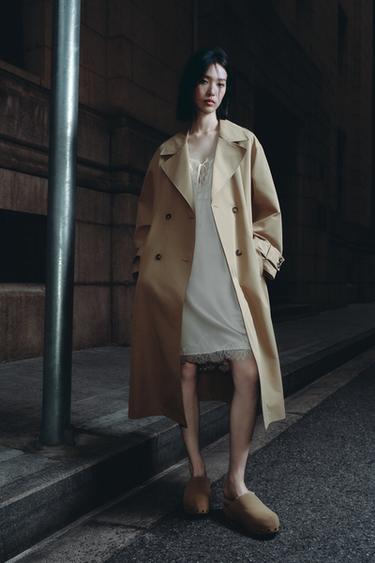 Zara ZW COLLECTION 蕾絲細肩帶洋裝 - 米色