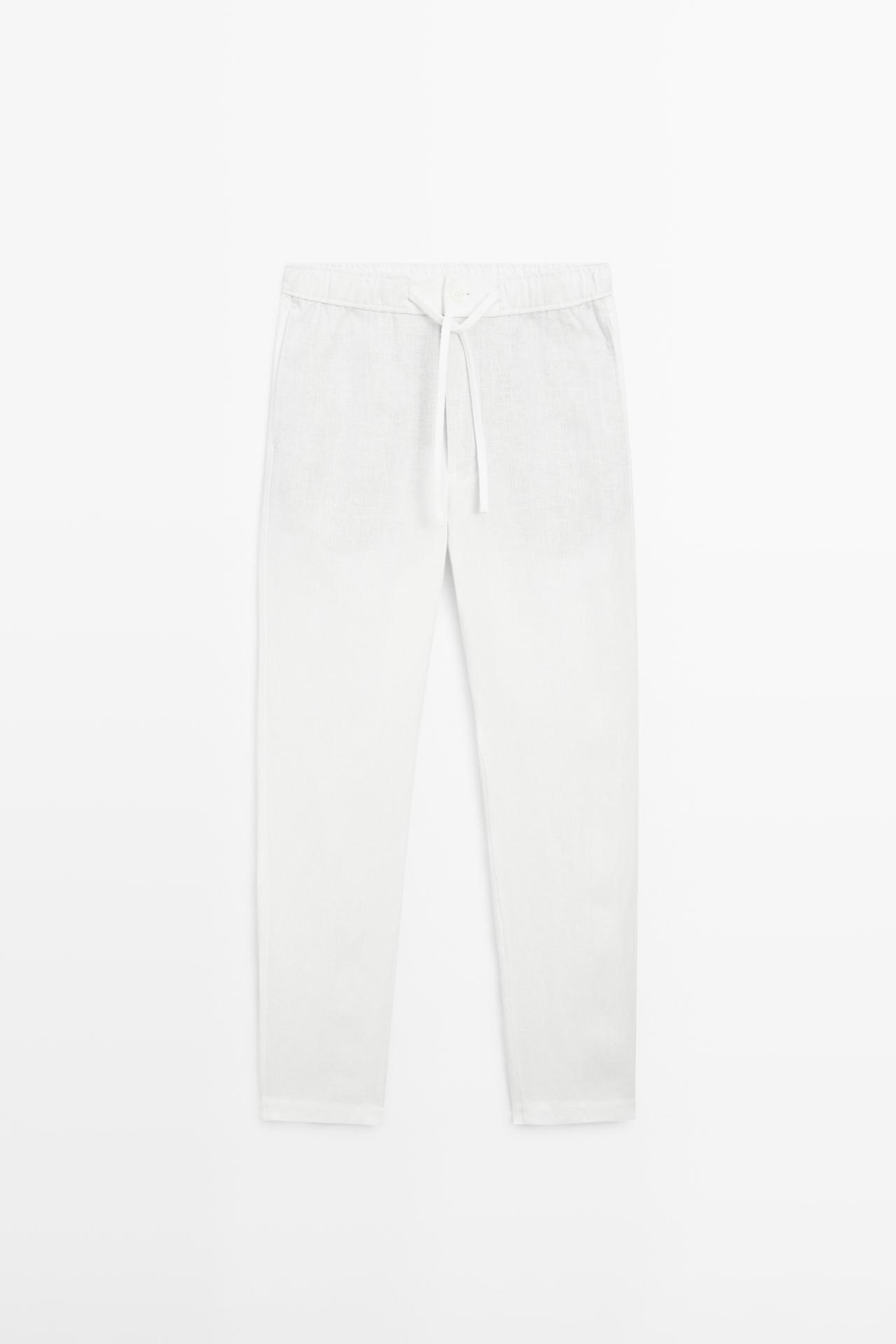 Linen jogger fit pants — White